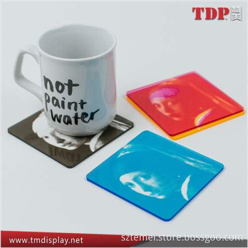 Manufacturer Acrylic Coaster with Beautiful Girl Photos, Square Photo Insert Acrylic Coasters